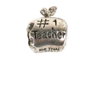 Ibb Thai Sterling Silver 925 #1Teacher Charm bead fits Pandora